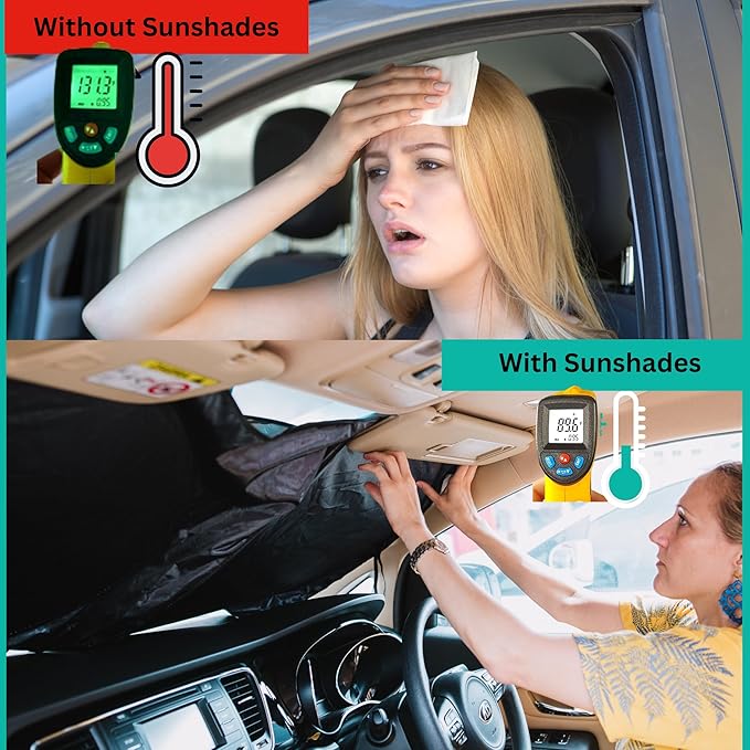 Windshield Sun Shade - Certified 99.87% UVB & 99.02% UVA Car Sun Shade. Award Winning Sunshade for Car Windshield | Chevrolet Silverado 1500 2019-present | Patented Car Window Shades by Kinder Fluff