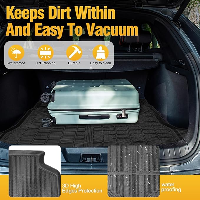 Trunk Liner Cargo Liners for Jeep Compass 2007-2017 Rear Trunk Floor Mats 3D Boot Tray All-Weather TPE Black