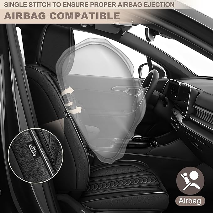 TTX LIGHTING for Nissan Juke S/SV/SL 2011-2017 Seat Covers: Waterproof Leather Seat Protector with Airbag Compatible (2 Front Seats,Black)