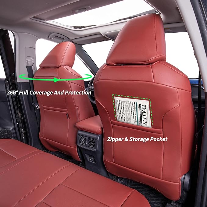 coverdream 2026 Rav4 Seat Covers Custom Fit for 2026 Toyota Rav4 Hybrid (LE,XLE Premium) SUV,Full Set Luxury Waterproof Leather Car Seat Protector