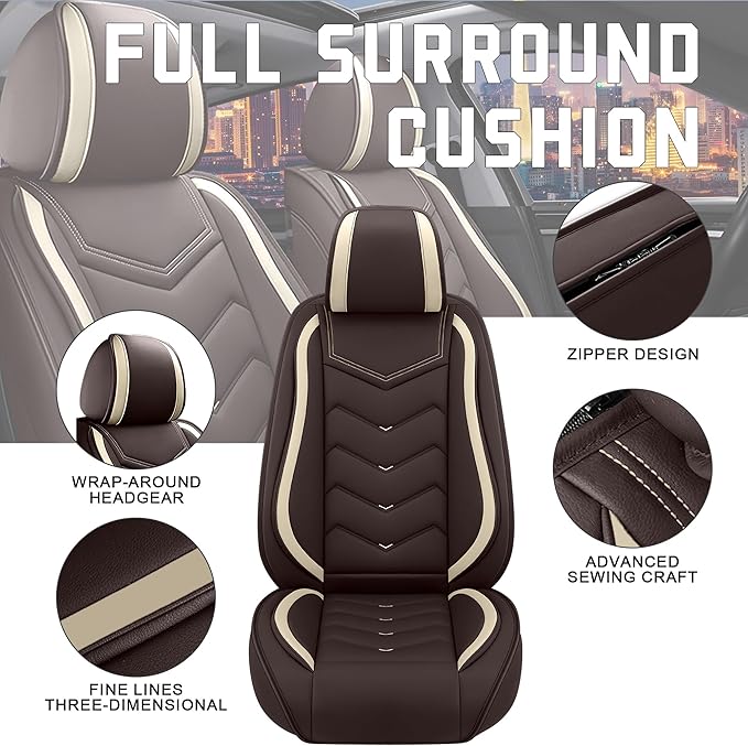 CTDS Car Seat Covers for Nissan Altima 2001-2026, Stylish Sport Seat Cover, Premium Nappa Leather Car Seat Cover. Automobile Seat Covers Sets.(Standard 5 Seats/Coffee Color)