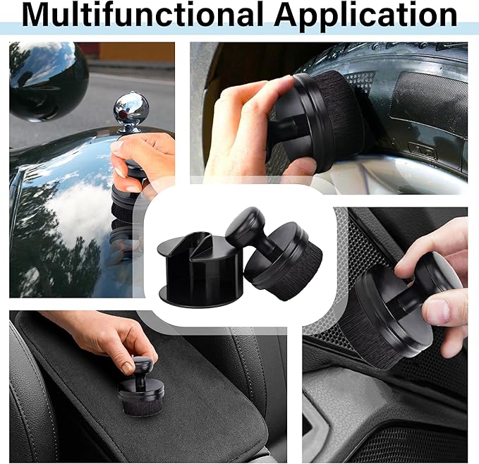 Tire Shine Applicator Brush, Tire Shine Brushes, Tire Dressing Brush Applicator with Seal Cover, Tire Brush for Car Detailing, Tire Gel Applicator, High Density Detail Factory Tire Brush (Black)