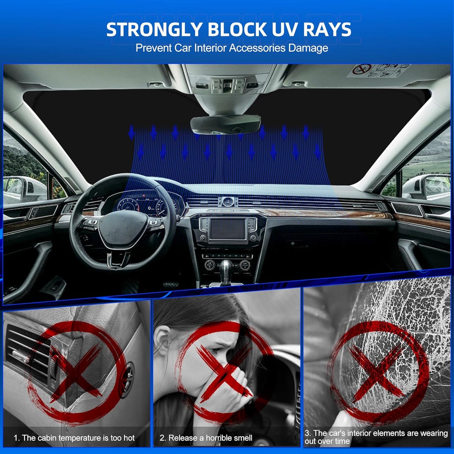 Windshield Sun Shade for Audi A6 2019-2025 Foldable Sunshade Custom Fit Front Window Car Interior Accessories Protector Blocks UV Rays