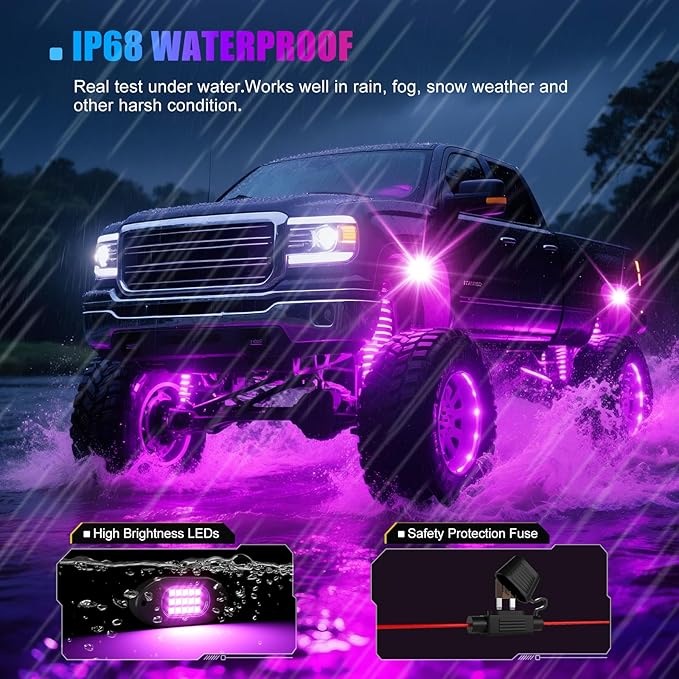 LED Rock Lights for Trucks 10 Pods,RGB Rocklights with App & Remote Control, Underglow Rock Light Kit for Trucks UTV ATV Golf Cart RZR