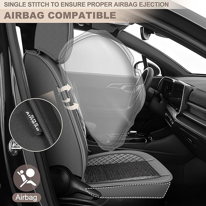 TTX LIGHTING for Toyota Camry 2002-2026 Car Seat Covers, Breathable Ice Silk & Leather Seat Protector, Cool & Anti-Sweat for Long Driving, Airbag Compatible, 5 Seats Full Set (Black&Gray)