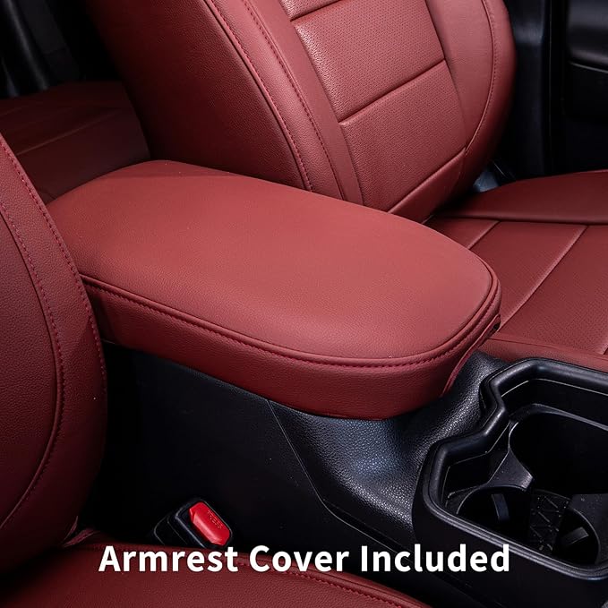 coverdream Rav4 Seat Covers Custom Fit for 2019-2025 Toyota Rav4 Hybrid(LE,XLE,XLE Premium,Limited) SUV,Fully Covered,Waterproof Leather Car Seat Protector(Full Set,Wine Red)