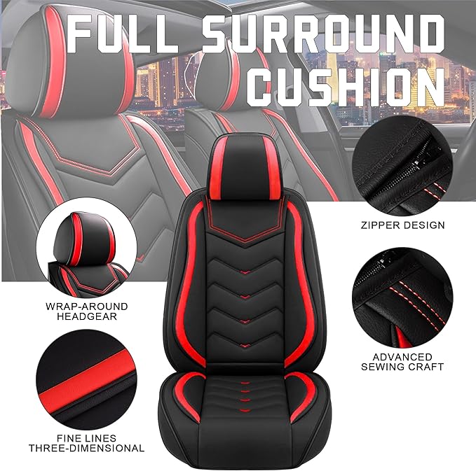 CTDS Car Seat Covers for Mazda CX-5 CX-3 CX-7 CX-9 CX-50 CX-30 CX-70 CX-90 2007-2026, Stylish Sport Seat Cover, Premium Nappa Leather Car Seat Cover.(Standard 2 Seats/Black Red)