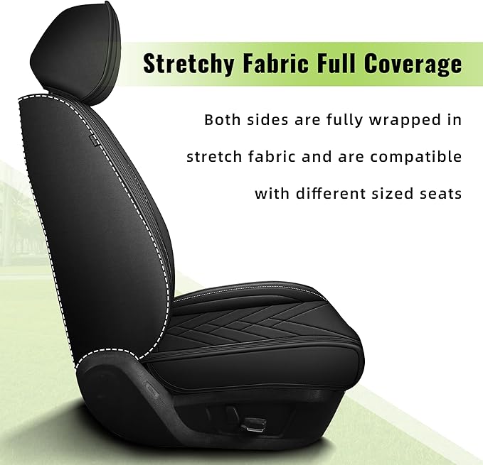 AOMSAZTO Car Seat Covers Fit for Jeep Cherokee 2014-2025 Premium Front Seat Covers Waterproof Leather Automotive Seat Covers Compatible with Airbag (2 Seats,Black)