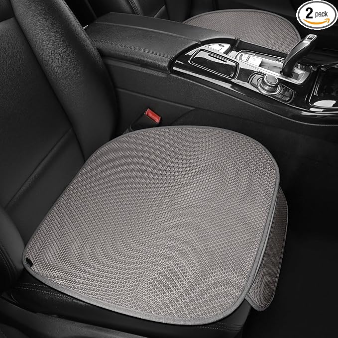 2pcs All-Season Car Seat Covers Grey - Breathable Car Seat Protectors with Anti Slip Bottom - Durable Auto Seat Cushions Universal Fit for Vehicles Cars SUV Trucks Front Seats
