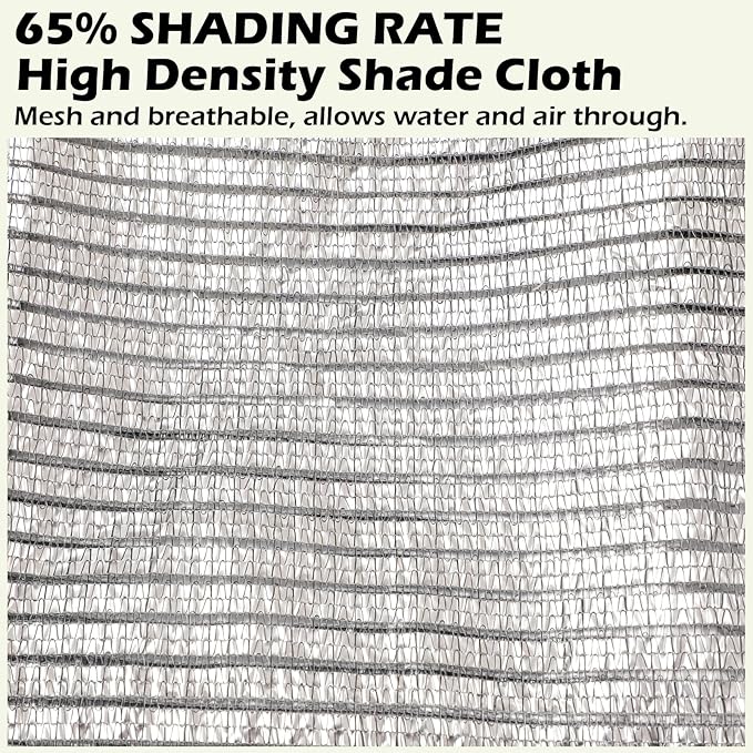 65% Aluminum Foil Shade Cloth with Grommets,8ft x 10ft, Mesh Sun Block Fabric Cover, Canopy, Privacy Screen for Outdoor Patio, Garden, Backyard, Silver