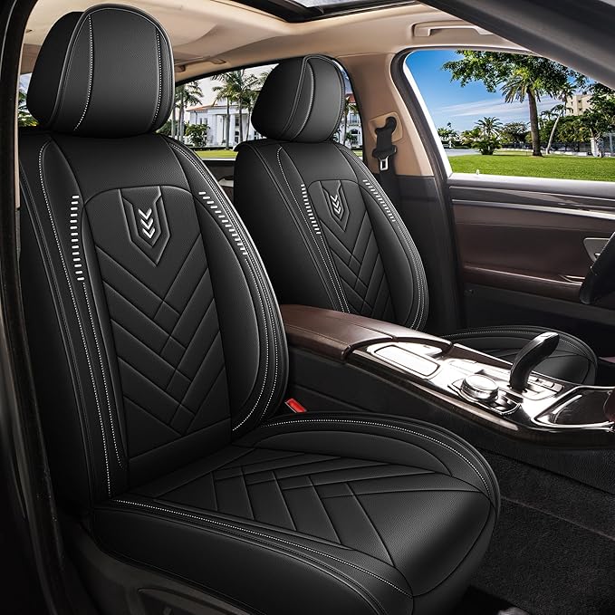 AOMSAZTO Car Seat Covers Full Set Fit for Nissan Pathfinder 2011-2025 2026 Waterproof Faux Leather Car Seat Cushions Automotive 5 Seat Covers Set（Black）