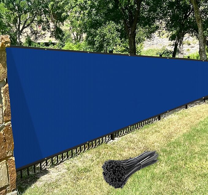Windscreen4less Privacy Fence Screen Heavy Duty Windscreen Fencing Mesh Fabric Shade Net Cover with Brass Grommtes for Outdoor Wall Garden Yard Pool Deck, 8'x21' Blue