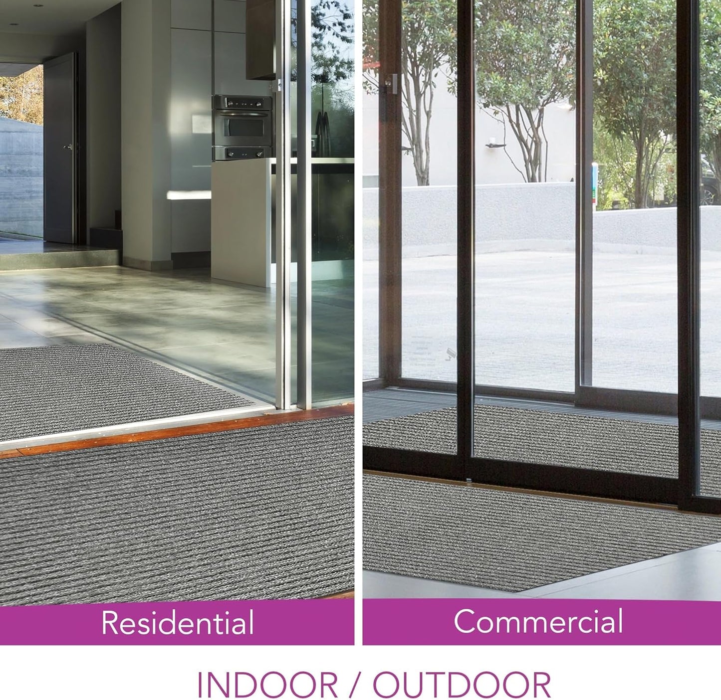 iCustomRug Spartan Weather Warrior Duty Indoor/Outdoor Utility Ribbed in 3ft,4ft,6ft Widths 70 Custom Sizes with Natural Non-Slip Rubber Backing 4'X22' in Grey