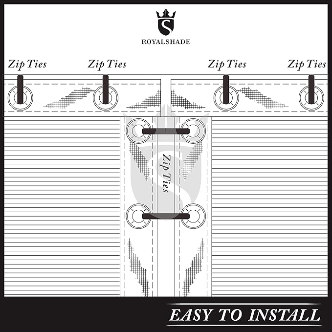 Royal Shade Custom Size 5' x 51' Black Fence Privacy Screen Windscreen Cover Netting Mesh Fabric Cloth - Cable Zip Ties Included (We Make Custom Size)