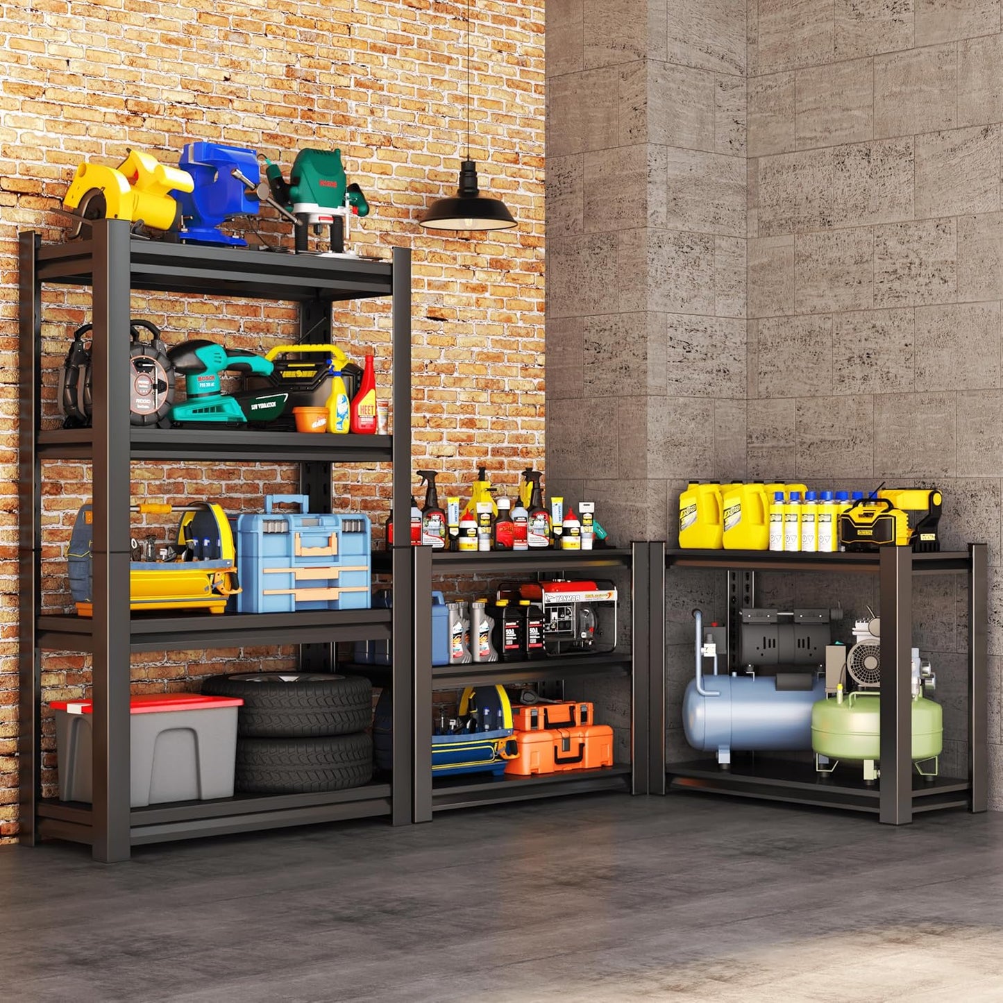 Metal Garage Shelving Unit, Heavy Duty Adjustable Storage Rack, Steel Shelving,2000 lbs Capacity, Industrial Shelves for Heavy Tools and Equipment (4-Tier 44" H x 20" W x 14" D)