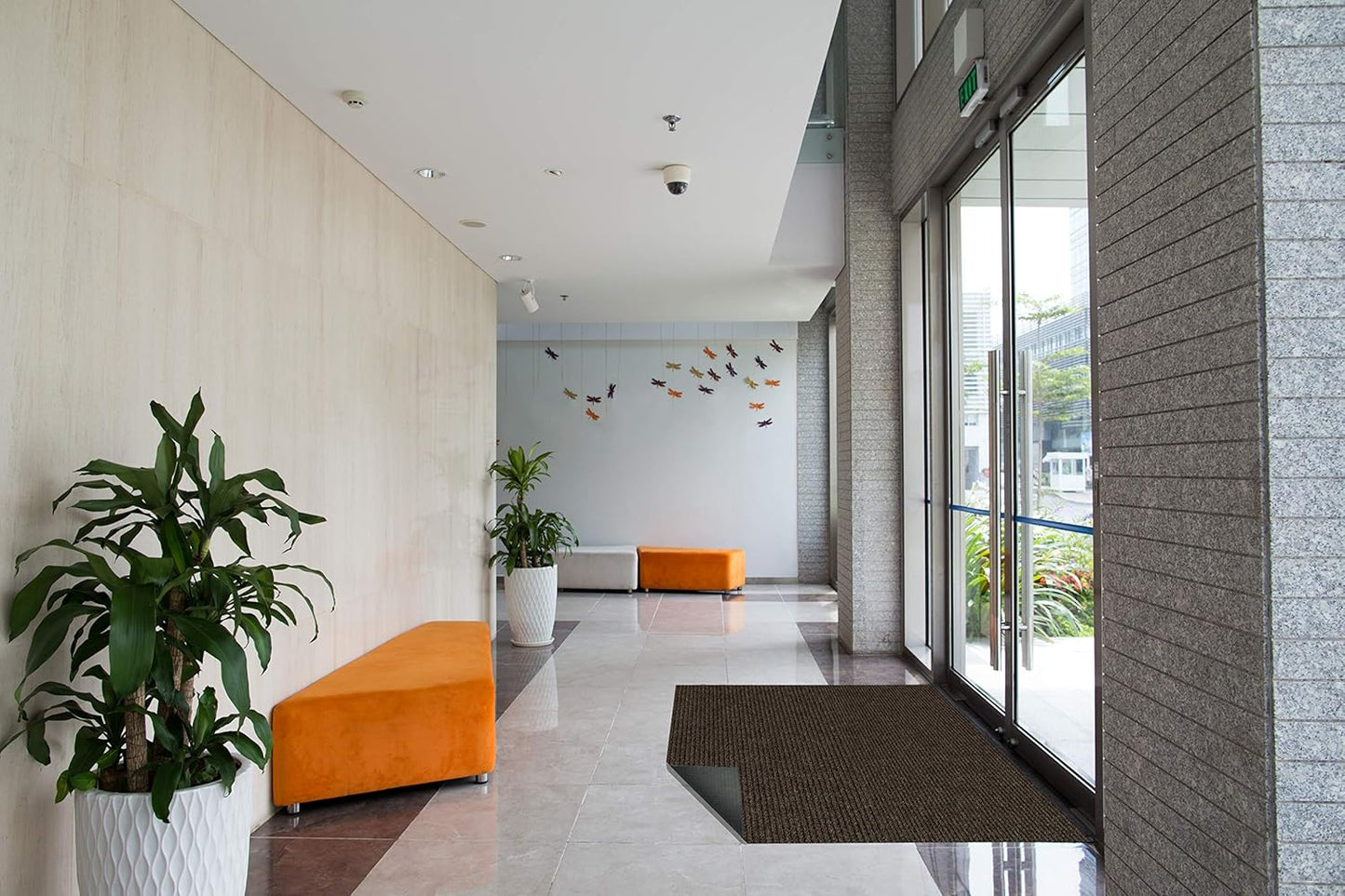 KOECKRITZ Heavy Duty Durable All Weather Indoor/Outdoor Non Slip Entrance Mat Rugs and Runners for Office Business Building Home Garage Front Door (5' x 18', Brick)
