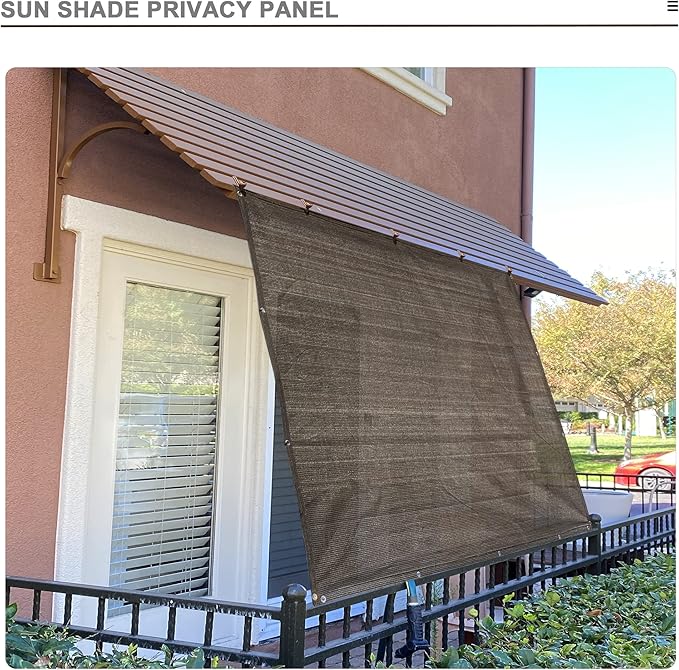 Alion Home Sun Shade Privacy Panel with Grommets and Hems on 4 Sides for Patio, Awning, Window, Pergola or Gazebo - Mocha Brown (12' W x 5' H)