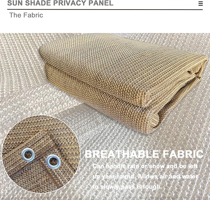 Sun Shade Privacy Panel with Grommets on 4 Sides for Patio, Awning, Window Cover, Pergola or Gazebo (Walnut, 8' x 10')