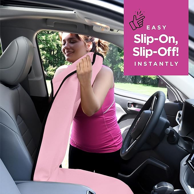 lebogner Waterproof Sweating Car Seat Cover for Post Gym Workout, Running, Swimming, Beach and Hiking, Universal Fit Anti-Slip Bucket Seat Protector for Cars, SUVs and Trucks, Machine Washable, Pink