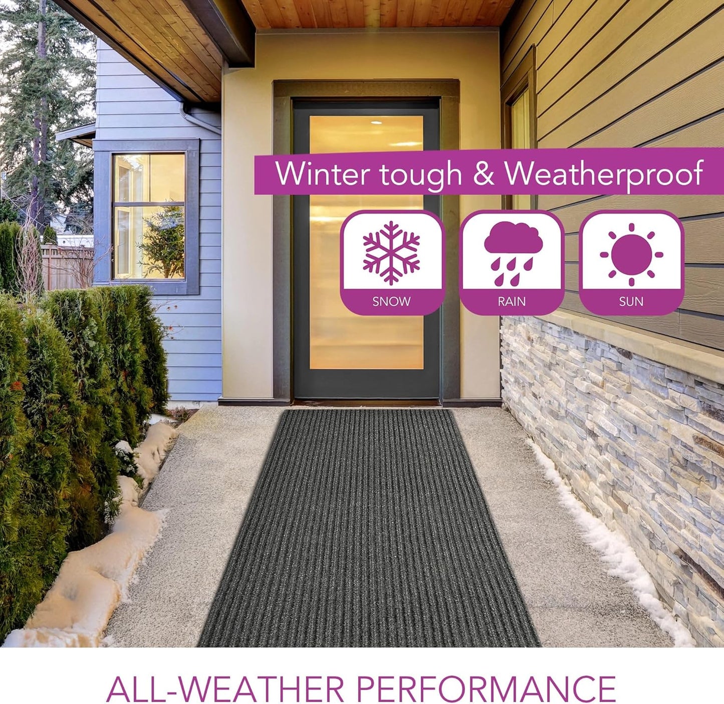 iCustomRug Spartan Weather Warrior Duty Indoor/Outdoor Utility Ribbed in 3ft,4ft,6ft Widths 70 Custom Sizes with Natural Non-Slip Rubber Backing 4'X38' in Charcoal