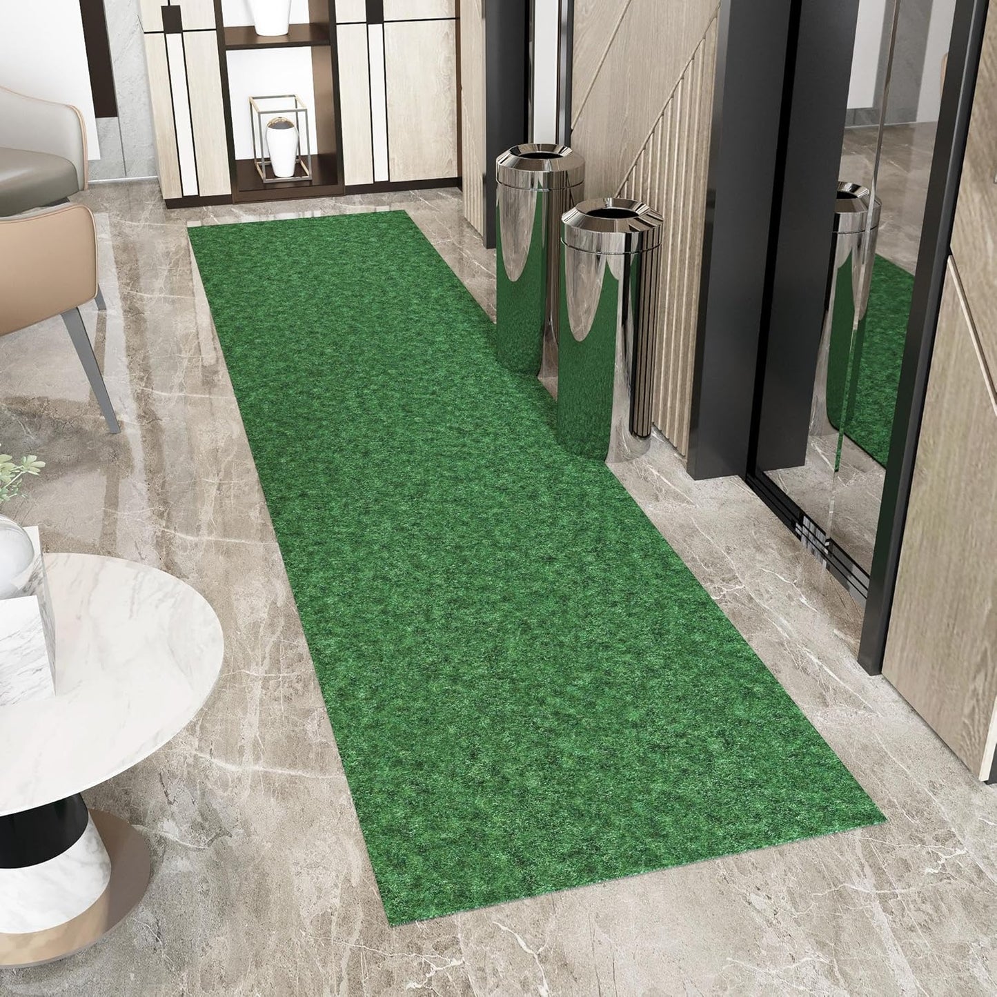 Ottomanson 2' x 17' Hallway Runner with Scraper Pile Extra Durable Non-Slip Rug Mat for Indoor & Outdoor Use - Ideal for Kitchen, Entryway, Patio & Garage - High-Traffic Carpet, Green