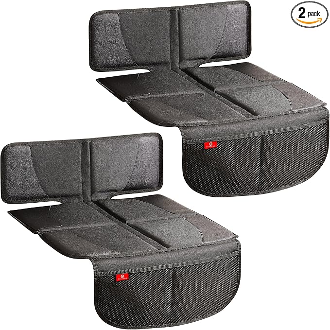 Helteko Carseat Protector with Thickest Padding, 2 Pack Auto Seat Pad from Waterproof & Stain Resistant for Child Baby , Kick Mat Material for Leather and Fabric Seat