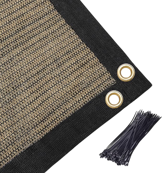 Amagenix 90% Shade Fabric 8'X 9' Mocha Sun Shade Cloth with Grommets for Pergola Replacement Shade Cover Canopy, Heavy Duty, Cable Zip Ties Included (We Customized)